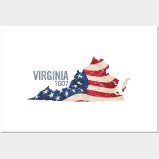 Virginia 1607 with USA Stars and Stripes Posters and Art